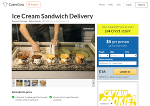Ice Cream Sandwich Delivery from Captain Cookie on CaterCow