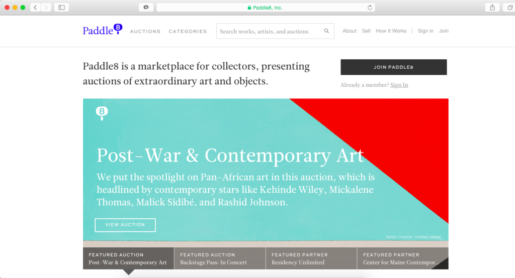 Paddle8 Homepage