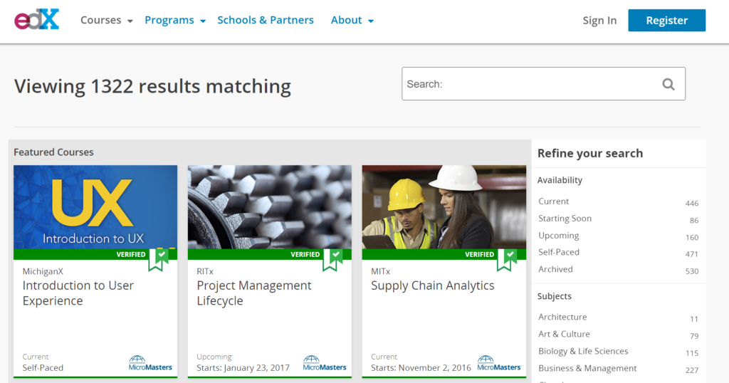Example of HarvardX online platform 