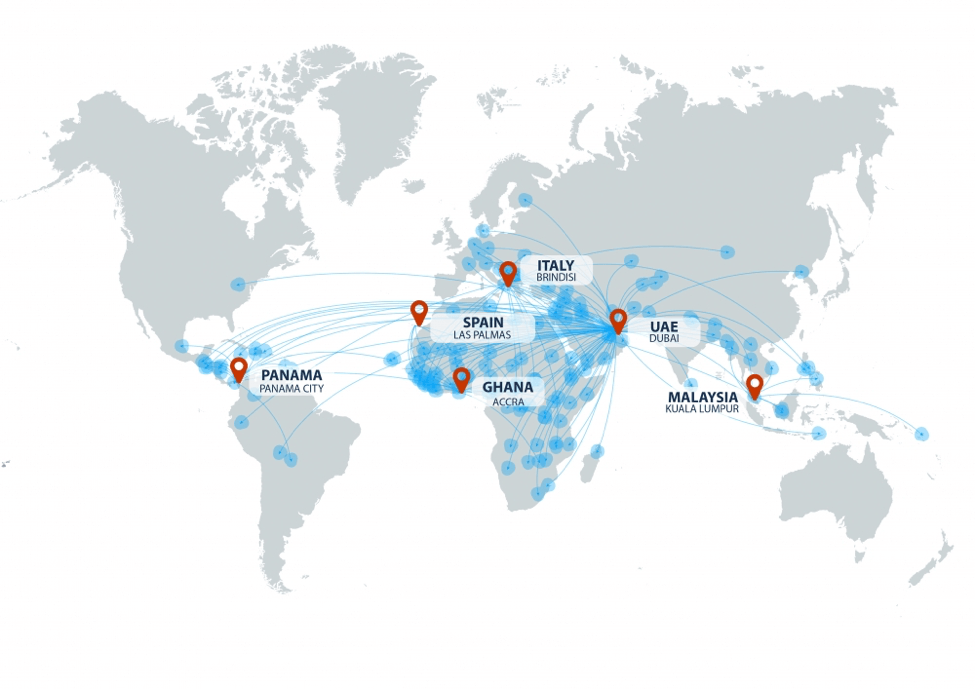 The location of UN Humanitarian Response Depots