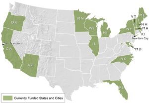 Figure 4: CDC Currently Funded State and City Climate Change Programs [9]