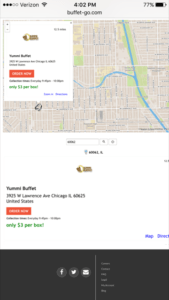 Searching for a BuffetGo restaurant using the web interface.