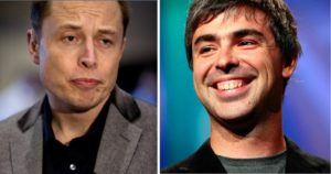 Tesla CEO Elon Musk (L) and Alphabet CEO Larry Page (R) are close friends