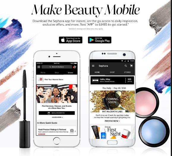 Example of Sephora's mobile app.