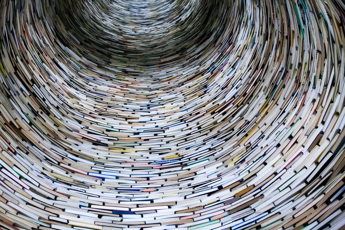 Books in a tornado like tower_unsplash