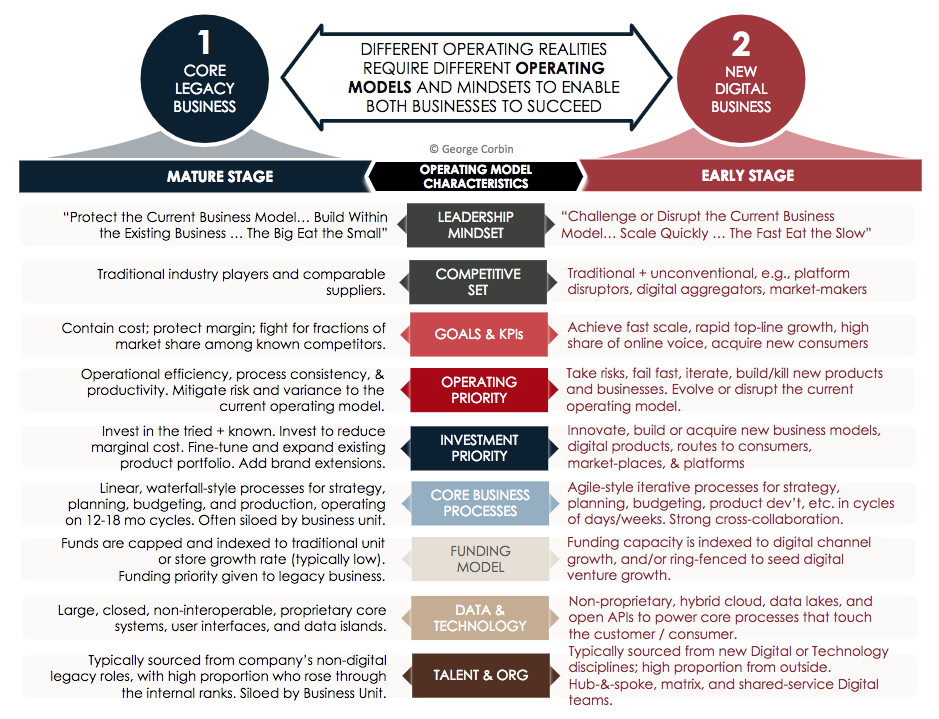 Hallmarks of companies straddling two operating realities